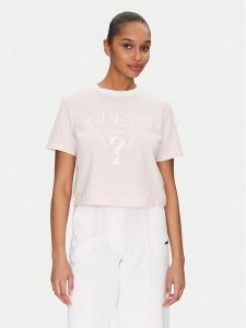 Guess T-Shirt V5GI18 I3Z14 Różowy Boxy Fit. Czerwone t-shirty Guess, l, z aplikacjami, z bawełny, bez kołnierzyka, bez ramiączek. Za 119,99 zł.
