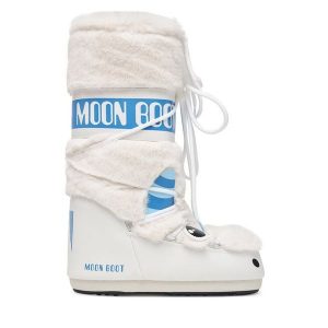 Śniegowce Moon Boot. Białe buty zimowe Moon Boot, bez obcasa, bez zapięcia. Za 809,99 zł.