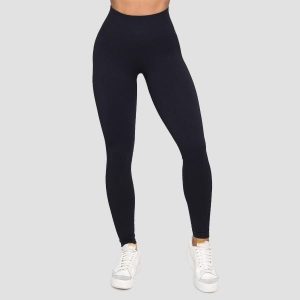 Legginsy damskie fitness bezszwowe czarne Lift. Czarne legginsy GYMBEAM, bez wzorów, z elastanu. Za 110,90 zł.