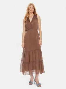 Haveone Sukienka letnia AFF-L010 Brązowy Regular Fit. Brązowe kombinezony Haveone, na lato, l, bez wzorów, z wiskozy, bez kołnierzyka, bez ramiączek. Za 439,99 zł.
