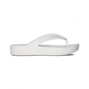 Japonki damskie Crocs Platform Flip. Białe klapki Crocs, bez wzorów, z materiału, bez obcasa. Za 149,20 zł.