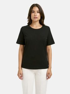 Milano Italy Koszulka w kolorze czarnym rozmiar: XS. Czarne bluzki Milano Italy, xs, bez wzorów, z bawełny, bez kołnierzyka, bez ramiączek. Za 69,99 zł.