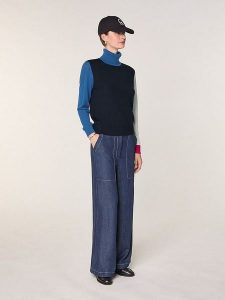 Rodier Wełniany sweter w kolorze czarno-niebiesko-szarym rozmiar: S. Czarne golfy Rodier, bez wzorów, z wełny. Za 252,99 zł.