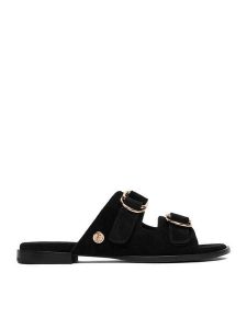 U.S. Polo Assn. Klapki EO-KATYA001W/6S1 Czarny. Czarne klapki U.S. Polo Assn., bez wzorów, ze skóry, bez obcasa. Za 269,99 zł.