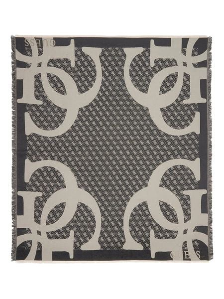 Guess Szal w kolorze szarym - 135 x 153 cm rozmiar: onesize. Czarne szaliki Guess, z aplikacjami, z materiału. Za 204,48 zł.