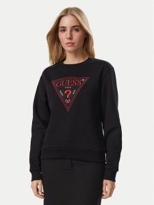 Guess Bluza W6BQ16 K6064 Czarny Regular Fit. Czarne bluzy Guess, s, z aplikacjami, bez kaptura. Za 344,99 zł.
