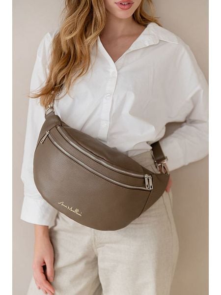 Anna Morellini Skórzana saszetka "Lolanda" w kolorze szarobrązowym - 36 x 22 x 12 cm rozmiar: onesize. Brązowe nerki i saszetki Anna Morellini, bez wzorów, z materiału. Za 266,03 zł.