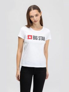 BIG STAR Koszulka w kolorze białym rozmiar: M. Białe bluzki Big Star, m, bez wzorów, z bawełny, retro, bez kołnierzyka, bez ramiączek. Za 74,63 zł.