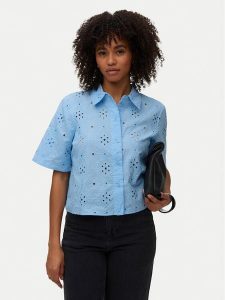Vero Moda Koszula Eliza 10342754 Niebieski jasny Regular Fit. Niebieskie koszule Vero Moda, l, bez wzorów, z bawełny, bez kołnierzyka, bez ramiączek. Za 159,99 zł.