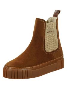 GANT Footwear Skórzane sztyblety "Snowmont" w kolorze jasnobrązowym rozmiar: 42. Brązowe botki GANT Footwear, bez wzorów, bez obcasa, na platformie, bez zapięcia. Za 282,80 zł.