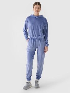 4F Spodnie dresowe z weluru damskie - granatowe XL. Niebieskie spodnie dresowe 4f, l, bez wzorów, z dresówki. W wyprzedaży za 79,99 zł.