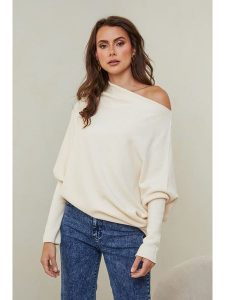 Joséfine Sweter "Isaszeg" w kolorze kremowym rozmiar: L. Brązowe swetry oversize Joséfine, l, bez wzorów, z kaszmiru, bez ramiączek. Za 184,46 zł.