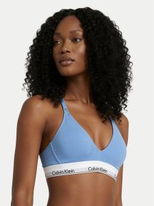 Calvin Klein Underwear Biustonosz braletka LV00QF8506 Błękitny. Niebieskie biustonosze Calvin Klein Underwear, bez wzorów, z bawełny. Za 179,99 zł.
