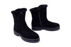 RIEKER TEX Z5454-00 black, botki damskie. Czarne botki Rieker, na zimę, bez wzorów, bez obcasa, bez zapięcia. Za 519,90 zł.