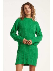Smashed Lemon Sukienka dzianinowa w kolorze zielonym rozmiar: S. Zielone sukienki Smashed Lemon, na co dzień, s, bez wzorów, z dzianiny, bez kołnierzyka, bez ramiączek, midi, proste. Za 143,99 zł.