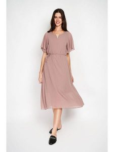 William de Faye Sukienka w kolorze szaroróżowym rozmiar: 34. Różowe sukienki William de Faye, bez wzorów, z tkaniny, klasyczne, bez kołnierzyka, bez ramiączek, midi, rozkloszowane. Za 121,99 zł.