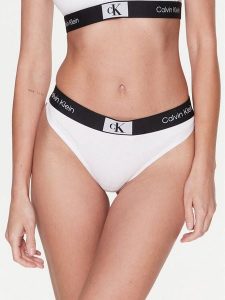 Calvin Klein Underwear Stringi 000QF7221E Biały. Białe stringi Calvin Klein Underwear, bez wzorów, z bawełny. Za 49,99 zł.