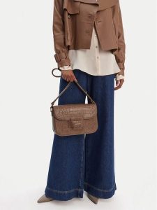 GINO ROSSI Torebka EO-LDA9024 Beżowy. Brązowe listonoszki Gino Rossi, bez wzorów, z materiału, bez dodatków. Za 279,99 zł.