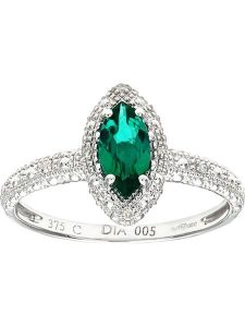 Revoni Złoty pierścionek z diamentami i szmaragdem rozmiar: 50. Szare pierścionki Revoni, z diamentem, złote. Za 1 731,99 zł.