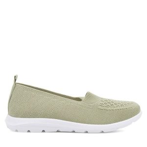 Półbuty Jenny Fairy. Zielone półbuty Jenny Fairy, bez wzorów, bez obcasa, na płaskiej podeszwie, bez zapięcia. Za 69,99 zł.