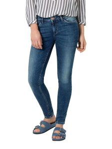 Timezone Dżinsy "Sanya" - Skinny fit - w kolorze granatowym rozmiar: W26/L30. Niebieskie jeansy Timezone, z aplikacjami, ze skóry. Za 105,38 zł.