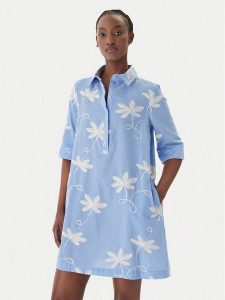 LOLA CASADEMUNT Sukienka koszulowa LS2616135 Niebieski Relaxed Fit. Niebieskie sukienki LOLA CASADEMUNT, s, bez wzorów, z bawełny, bez kołnierzyka, bez ramiączek, koszulowe. Za 627,99 zł.