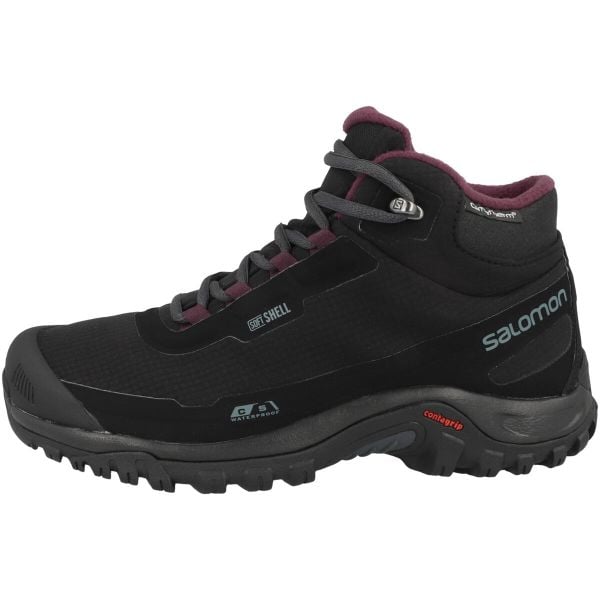 Buty trekkingowe damskie Salomon Shelter CS WP. Czarne buty trekkingowe Salomon, z gumy, bez zapięcia. Za 628,00 zł.