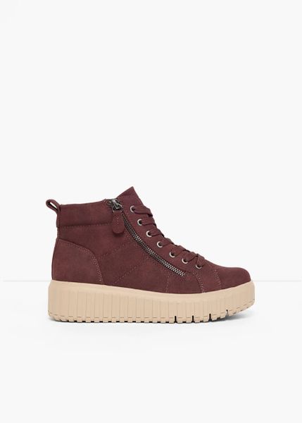 Sneakersy Jana z wysoką cholewką, na platformie. Czerwone buty sportowe bonprix, bez wzorów, bez zapięcia. Za 279,99 zł.