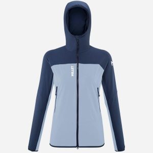 Kurtka damska softshell MILLET W Fusion Xcs Hoodie niebieski. Niebieskie kurtki Millet, m, bez wzorów, z softshellu, bez kaptura. Za 539,99 zł.