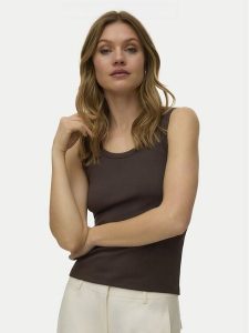 Vero Moda Top Chloe 10344951 Brązowy ciemny Relaxed Fit. Brązowe topy Vero Moda, xl, bez wzorów, z bawełny, bez kołnierzyka, bez ramiączek. Za 69,99 zł.