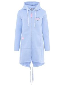 Zwillingsherz Bluza "Be happy & shine" w kolorze błękitnym rozmiar: L/XL. Niebieskie bluzy Zwillingsherz, l, bez wzorów, bez kaptura. Za 264,15 zł.