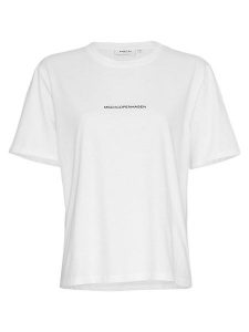 MOSS COPENHAGEN Koszulka "Terina" w kolorze białym rozmiar: M/L. Białe bluzki Moss Copenhagen, l, bez wzorów, z bawełny, bez kołnierzyka, bez ramiączek. Za 70,24 zł.