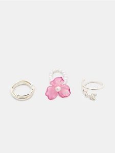 Pierścionki z motywem kwiatowym 3 pack - wielobarwny. Pierścionki Sinsay. Za 12,99 zł.