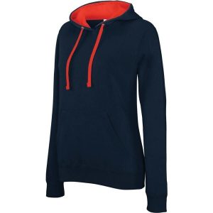 Bluza damska z kapturem Kariban Contrastée. Czerwone bluzy KARIBAN, bez wzorów, z kapturem. Za 195,50 zł.