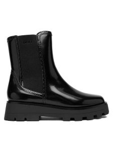 DKNY Sztyblety Sanchit K4569875 Czarny. Czarne botki DKNY, bez wzorów, ze skóry, bez obcasa, na płaskiej podeszwie, bez zapięcia. Za 549,99 zł.