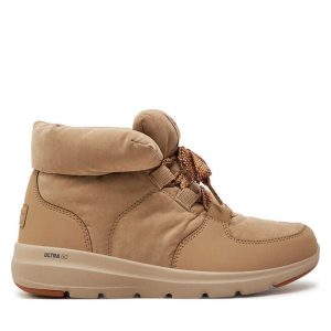 Trzewiki Skechers. Brązowe botki Skechers, bez wzorów, bez obcasa, na płaskiej podeszwie, bez zapięcia. Za 319,99 zł.