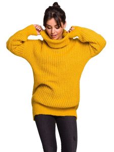 Be Wear Golf w kolorze musztardowym rozmiar: S/M. Pomarańczowe golfy Be Wear, m, bez wzorów, z wełny, bez ramiączek. Za 144,92 zł.