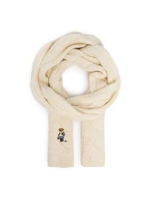Polo Ralph Lauren Szalik 455P23849001 Kremowy. Białe rękawiczki Polo Ralph Lauren, bez wzorów, z wełny. Za 599,99 zł.