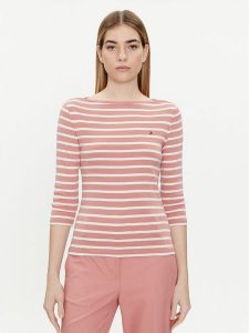 Tommy Hilfiger Bluzka New Cody WW0WW40589 Różowy Slim Fit. Czerwone bluzki TOMMY HILFIGER, xxs, bez wzorów, z bawełny, bez kołnierzyka, bez ramiączek. Za 199,99 zł.