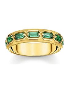 Thomas Sabo Pozłacany pierścionek z kryształami rozmiar: 60. Żółte pierścionki Thomas Sabo, z kryształem, pozłacane. Za 589,45 zł.
