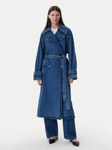 HUGO Trencz Garena 50532056 Niebieski Relaxed Fit. Niebieskie płaszcze Hugo, xl, bez wzorów, z bawełny, bez kaptura. Za 769,99 zł.