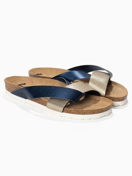 BAYTON Klapki "Mildura" w kolorze złoto-granatowym rozmiar: 36. Niebieskie klapki Bayton, bez wzorów, z otwartym noskiem, bez obcasa. Za 109,00 zł.