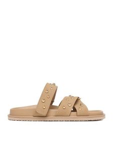 DeeZee Klapki CEO-LB-P2132 Beżowy. Brązowe klapki DeeZee, bez wzorów, ze skóry, bez obcasa. Za 129,99 zł.