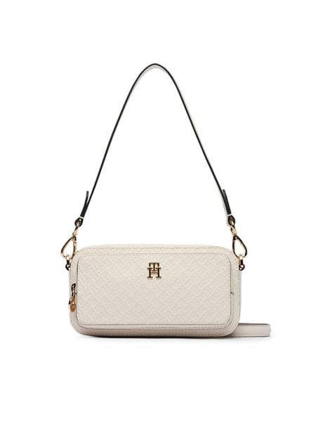 Tommy Hilfiger Torebka Th Daily Camera Bag Mono AW0AW18414 Biały. Białe listonoszki TOMMY HILFIGER, bez wzorów, ze skóry, bez dodatków. Za 569,99 zł.
