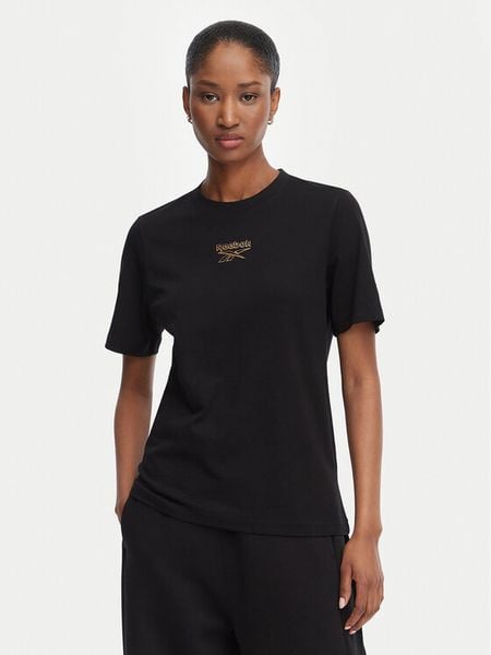 Reebok T-Shirt Nikolina RK25708CCW Czarny Regular Fit. Czarne t-shirty Reebok, xl, bez wzorów, z bawełny, bez kołnierzyka, bez ramiączek. Za 79,99 zł.