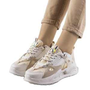 Beżowe sneakersy Mansfield beżowy. Brązowe trampki bez wzorów, przed kostkę, bez zapięcia. Za 78,33 zł.