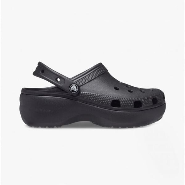 Klapki damskie Crocs CLASSIC PLATFORM CLOG. Czarne klapki Crocs, bez wzorów, bez obcasa. W wyprzedaży za 229,00 zł.