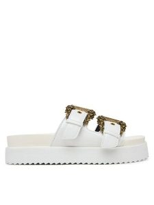 Versace Jeans Couture Klapki 80VA3SM1 ZS190 3 Biały. Białe klapki Versace Jeans Couture, bez wzorów, z jeansu, bez obcasa. Za 485,99 zł.