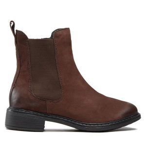 Botki Josef Seibel. Brązowe botki Josef Seibel, bez wzorów, bez obcasa, na płaskiej podeszwie, bez zapięcia. Za 419,99 zł.