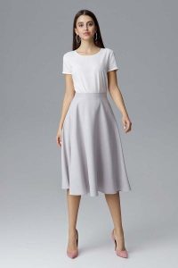Szara Rozkloszowana Spódnica Midi na Pasku. Szare spódnice Figl, s, bez wzorów, z materiału, midi. Za 199,00 zł.